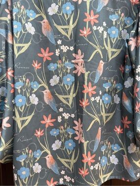 Women’s Floral Bird Print Blouse in Slate Blue by Ronner